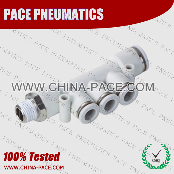 Male Triple Elbow Grey Color Pneumatic Fittings, White Push To Connect Fittings, Air Fittings, white color push in fittings, Push In Air Fittings, Composite Push In Fittings, Polymer push to connect Fittings, Air Flow Speed Control valve, Hand Valve, pneumatic component